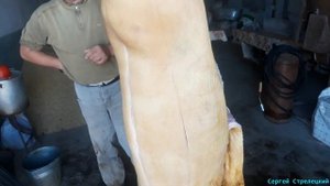 Разделка туши, снятие сала!