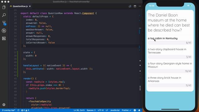 Measure Element in React Native with onLayout (React Native Animated Answer Bar - Part 5/7) смотреть онлайн