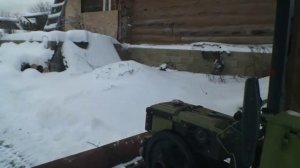 Испытания лопаты-отвала на тяжелый дизельный мотоблок.