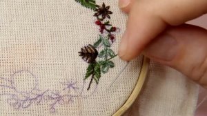 Christmas embroidery design. Новогодний венок. Вышивка гладью