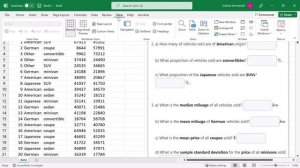 Frequency, Proportion, Mean, Median, SD -Filter + SUBTOTAL in Excel