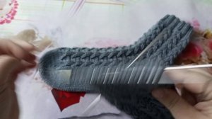 носки спицами, мужские, узор перекрещеных петель.