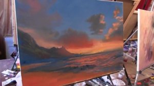 Мастер-класс по живописи маслом №53 - Закат на море. Как рисовать. Урок рисования Игорь Сахаров