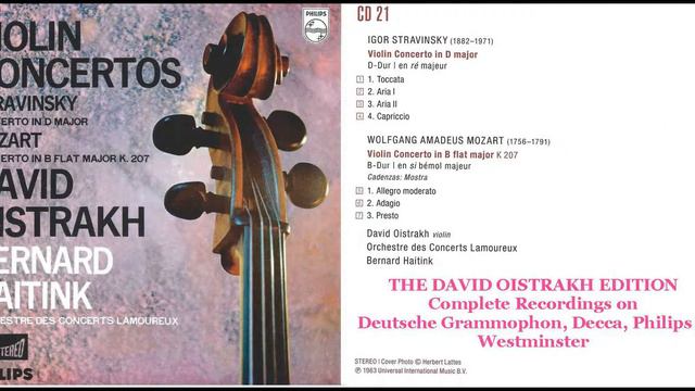 CD 21  David Oistrakh plays  Stravinsky Violin Concerto  Mozart Violin Concerto No  1 K207