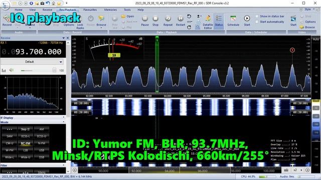 29.09.2023 08:20UTC, [Tropo], Юмор ФМ, Минск, Белоруссия, 93.7МГц, 660км