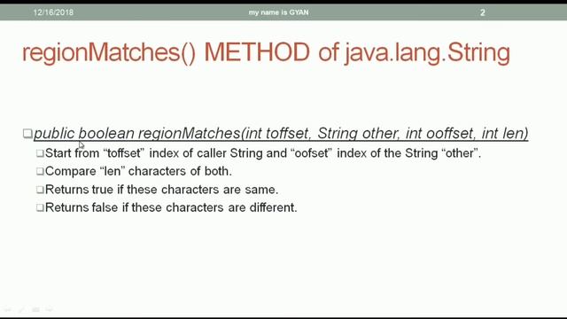 String API in Java | #18 | regionMatches() Method of the String Class in Java