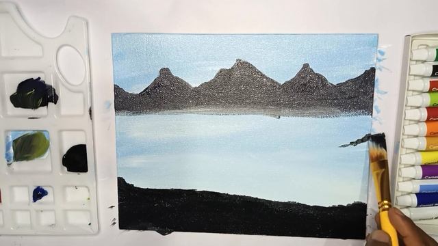 watercolor painting landscape mountains for beginners | watercolor art easy landscape tutorial смотреть онлайн