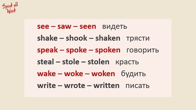 Неправильные глаголы учим и практикуем | Speak all Week