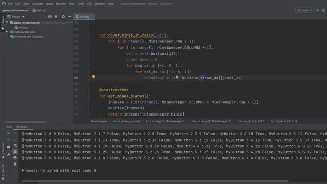 Игра "Сапер" на Python, подсчитываем мины вокруг. Minesweeper in Python Tkinter