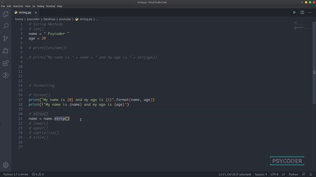 Programming with python for absolute beginners - [Bangla] - String methods in python