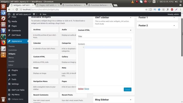 Wordpress Hooks Tutorial for beginners from scratch #3 Action hook "widgets_init" register widget