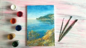 Урок по рисованию крымского пейзажа с Медведь-горой гуашью