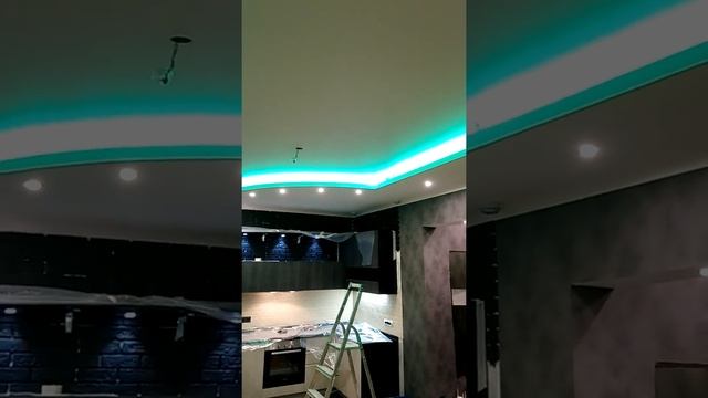 Светодиодная лента в нише потолка. смотреть онлайн