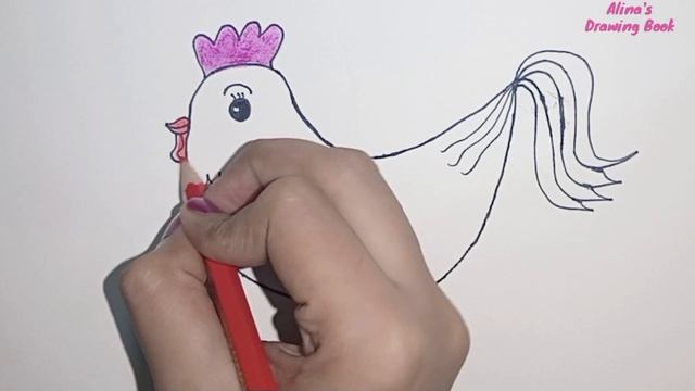 How to Draw a Chicken | Easy Drawing of a Chicken | Step by Step Drawing | Alina's Drawing Book смотреть онлайн
