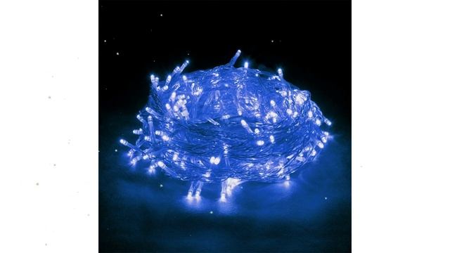 24V Электрогирлянда Занавес 96 синих LED ламп, 6 нитей, 1х2м (Vegas) обзор 55020 смотреть онлайн