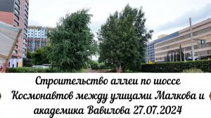 Строительство аллеи по шоссе Космонавтов между улицами Малкова и академика Вавилова 27 07 2024