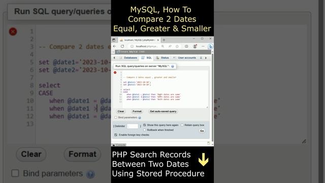 Compare two 2 dates SQL Query #msyql
