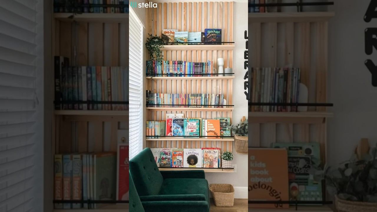 От старомодных шкафов к стильной полке из реек МДФ #лайфхак #книги #книжнаяполка #библиотека