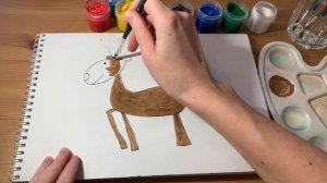 РИСОВАНИЕ ДЛЯ МАЛЫШЕЙ/ ОЛЕНЬ УРОК РИСОВАНИЯ / РИСУЕМ ГУАШЬЮ