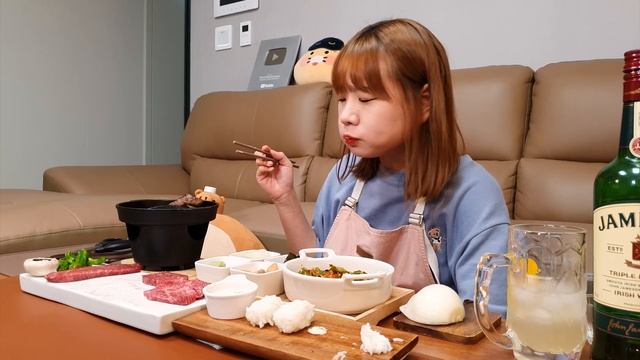 ??요리먹방-한우화로구이+짜파게티? 1+살치살 부채살에 제임슨하이볼 혼술 ? BEEF JJAPAGHETTI MUKBANG ASMR EATINGSHOW REALSOUND 요리 먹