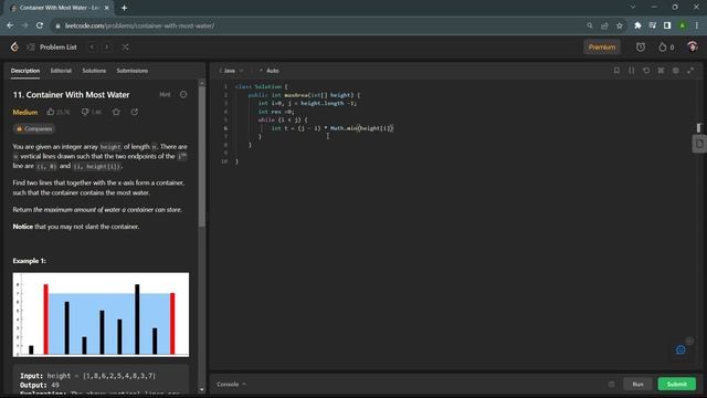 11. Container With Most Water  || Leetcode || Java || TechCoder A.V