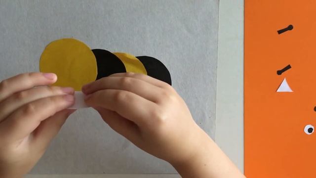Пчела аппликация из кругов для детей 3,4,5,6,7 лет из цветной бумаги. Поделки своими руками