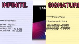 Difference Samsung Axis Bank Infinite & Signature Credit Card .