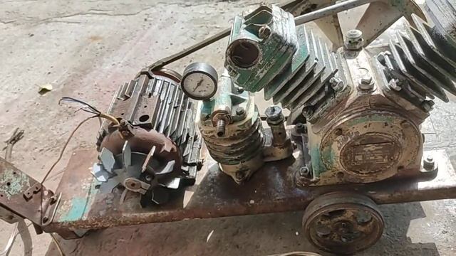 Компрессорная головка 1136В2 У4 мотор 1.1кВт 380вольт. Пробный запуск от 220Вольт смотреть онлайн