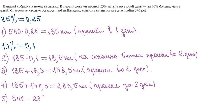 ВПР 6 класс Задачи на проценты Ванадий и Петр