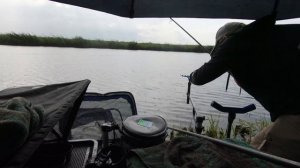 Клев леща летом в жару и ливень на фидер. Вкусный обед на рыбалке.