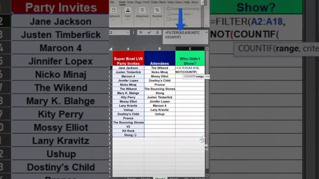 Excel tip find what is missing from a list