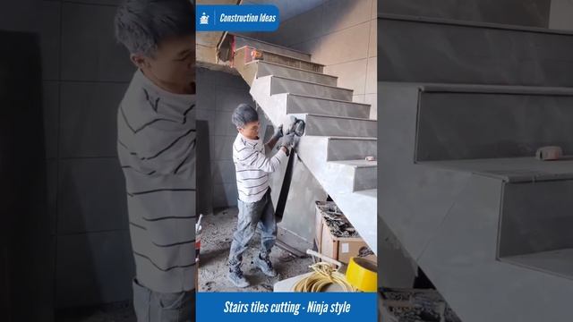 Stairs tiles cutting ninja style #tiles #marble #granite #construction #staircase