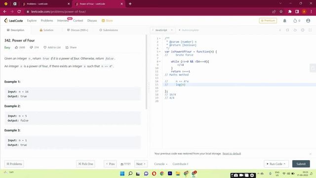 342. Power of Four with JavaScript | Leetcode question with Javascript #youtube#leetcode#javascript смотреть онлайн