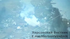 Кадры уничтожения 120-мм миномета с боекомплектом ВСУ на правобережье Херсонской области.