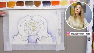 Еще одна новогодняя открытка акварелью: мастер класс для начинающих.