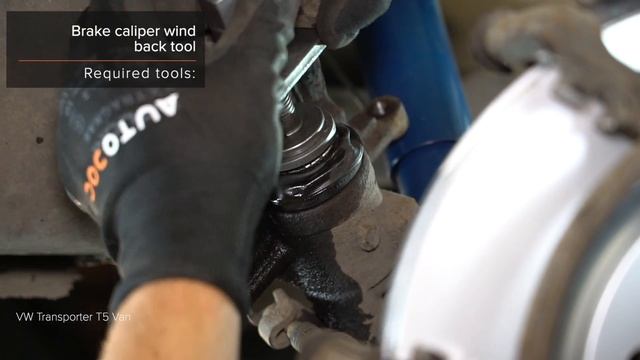 How to change rear brake pads on VW T5 TRANSPORTER Van [TUTORIAL AUTODOC] смотреть онлайн