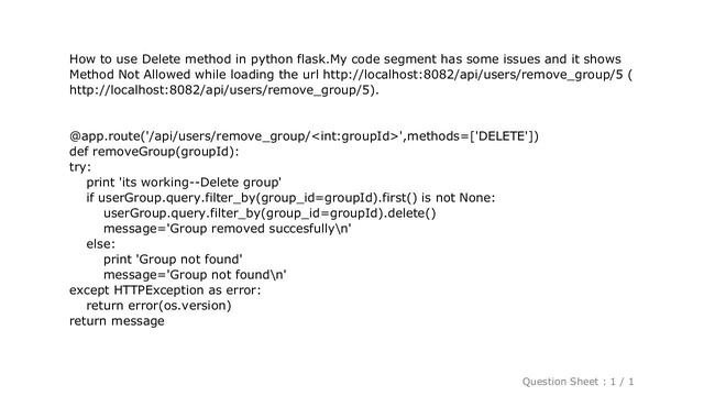 HTML : How to use Delete method in python flask