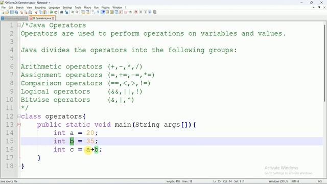 (06) Operators in JAVA | Types of Operators in JAVA | How to use Operators | Java Tutorial in Hindi