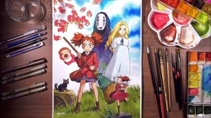 Mary and Ghibli friends(Ponyo, Marnie, Arrietty, Kaonashi)   drawholic