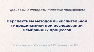 Перспективы методов вычислительной гидродинамики при исследовании мембранных процессов