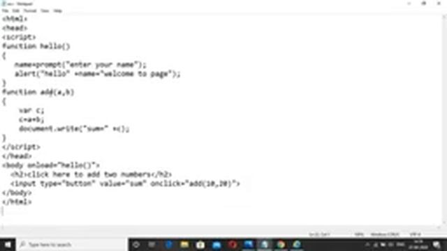 Event handling in javascript (onclick , onload events)