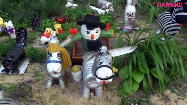 Как украсить двор – поделки из пластиковых бутылок – ПЭТ бутылка сделать смотреть онлайн