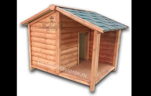 Будка зимняя для собаки "Барни". Конура с открытой верандой для собаки от Усадьба Мастеров