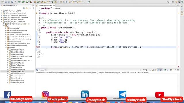 # 177 java stream min max | Min & Max | Java 8 Stream – Find Max and Min from List|java 8|RedSysTec