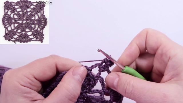 Узор крючком Квадрат крючком Вязание из мотивов Вяжем по схемам смотреть онлайн