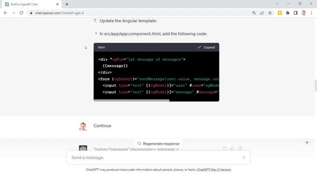 GPT-4 builds a Chat App with SignalR & Angular 16 ?