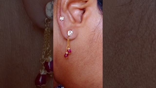 CZ Hangings with Ruby drops, specialist in Diamonds ? fitting, #viral #shorts смотреть онлайн