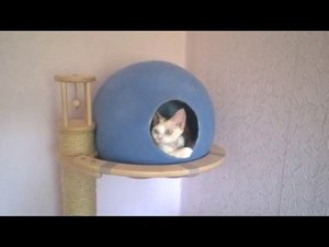 Валяный круглый домик для кошек