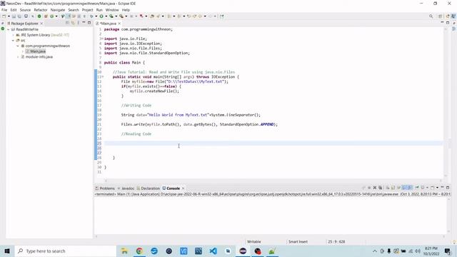 Java Tutorial How to Read and Write File using java.nio.Files class.