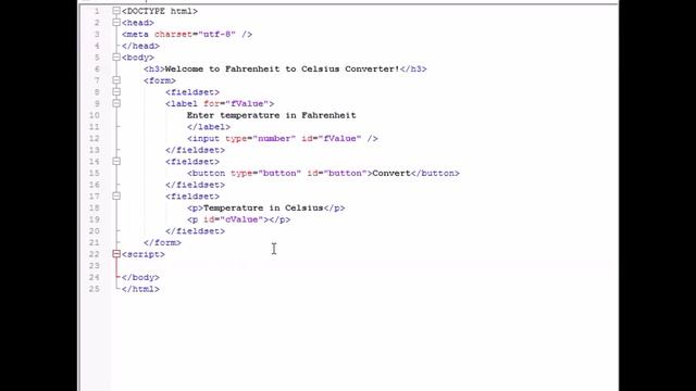 Fahrenheit to Celsius converter Java Script смотреть онлайн